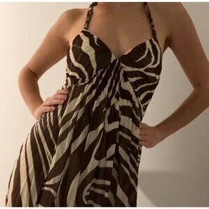 BCBG MAXAZRIA Silk Maxi Hatler Animal Print Dress Size 10